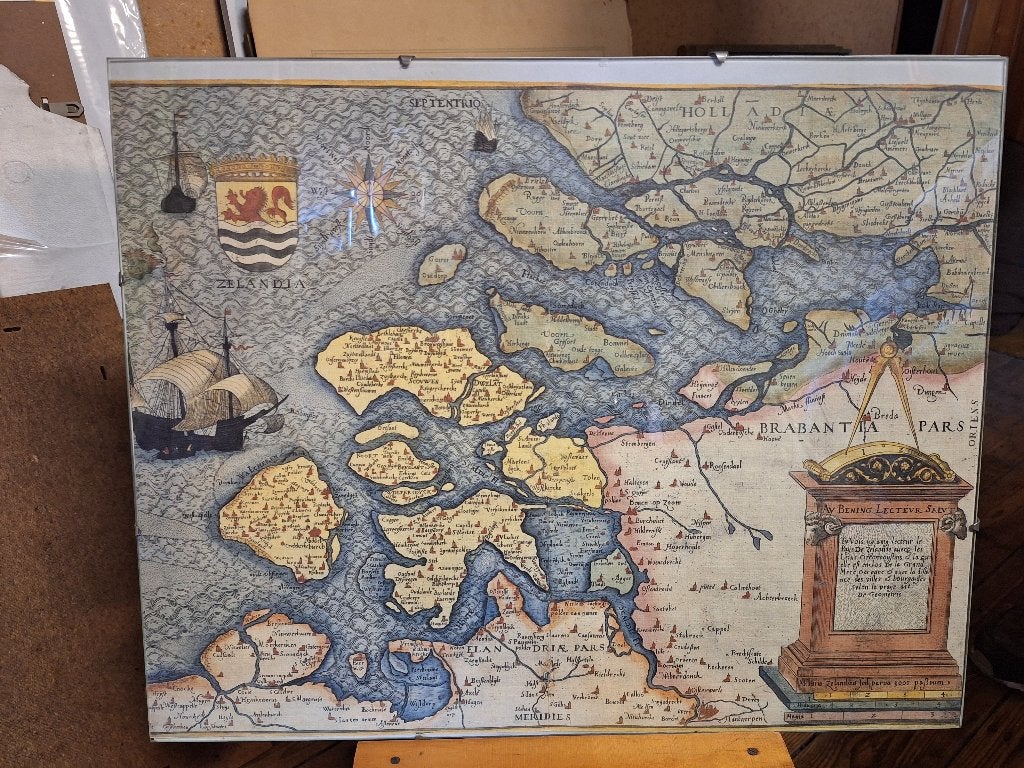 Oude kaart, Achter glas, Oud hollands, Ophalen of Verzenden, Overige onderwerpen