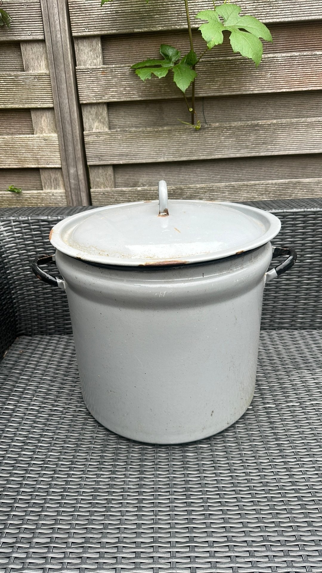 Emaille waston met deksel, Ophalen, 40 cm of meer, Rond, Metaal