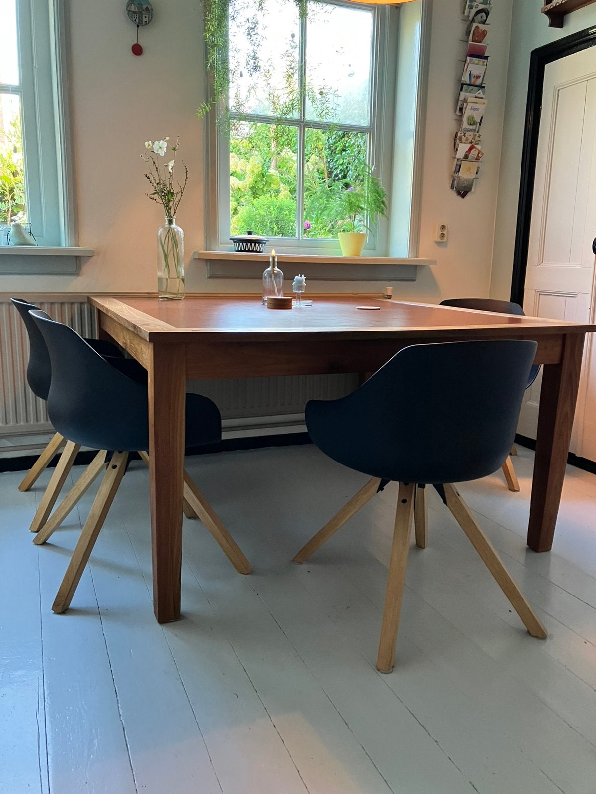 Vierkante Eettafel Vintage 140x140 (Jaren '30/Art Deco), Ophalen, Gebruikt, Vierkant, Vijf personen of meer