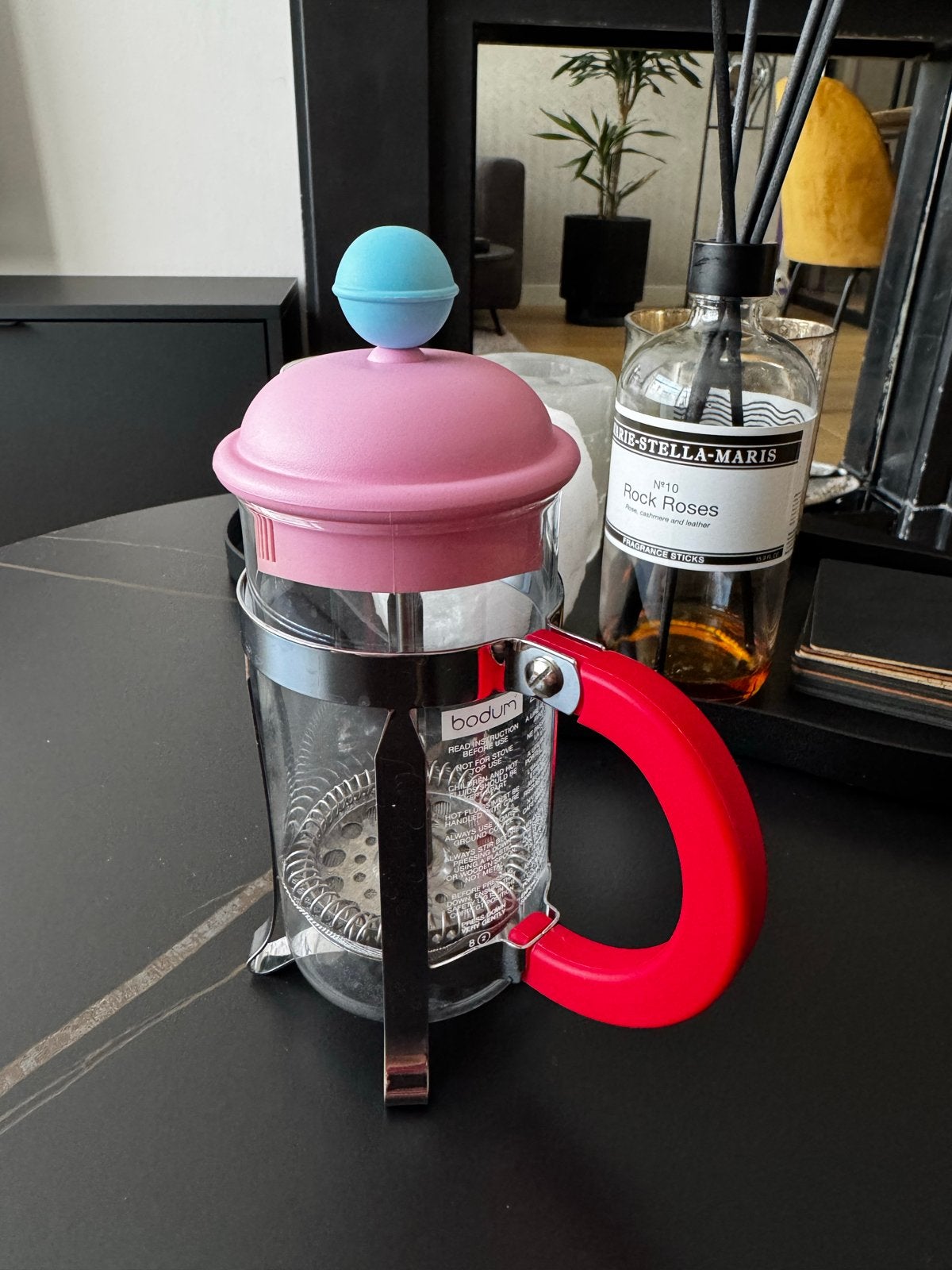 Bodum French Press Koffiezetter - Roze/Rood/Blauw, Verzenden, Bodum, Zo goed als nieuw, Meerkleurig