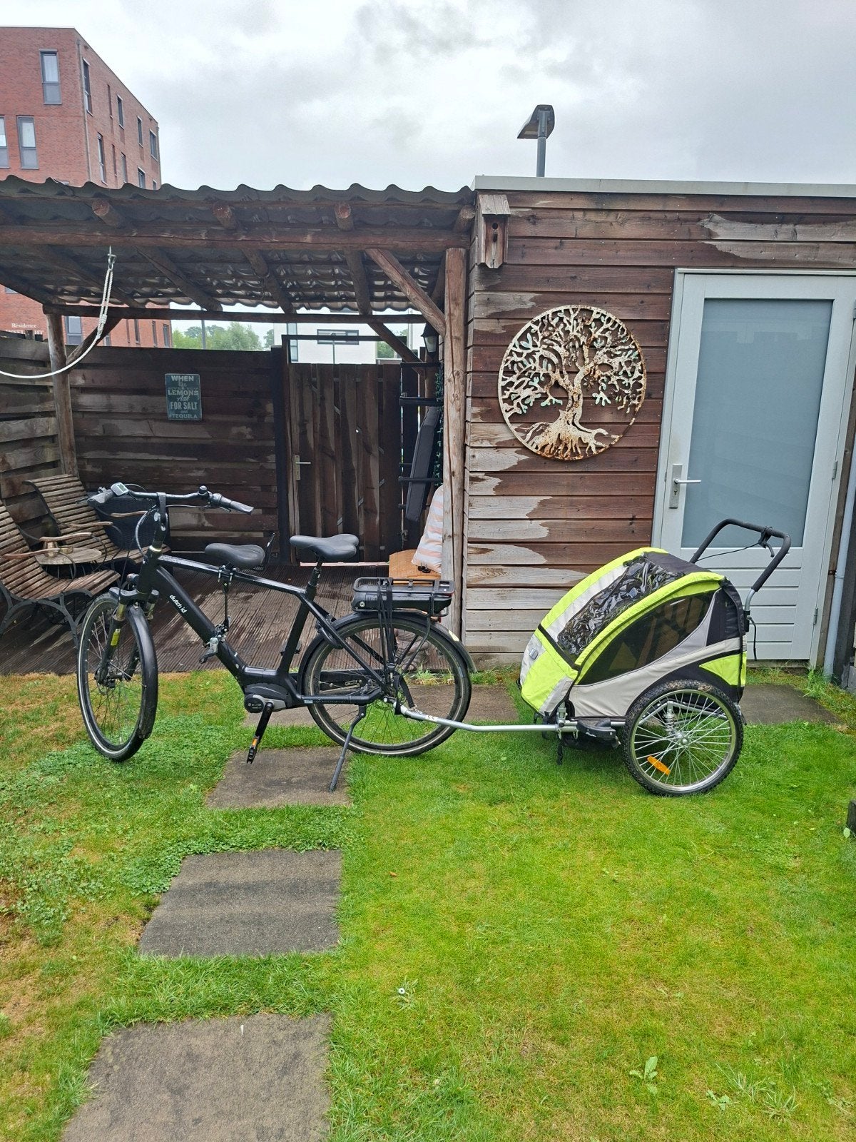 Fietskar/Wandelkar met Schokbrekers en Rem - 2 Kinderen, Ophalen, Gebruikt, Opvouwbaar, Kinderkar