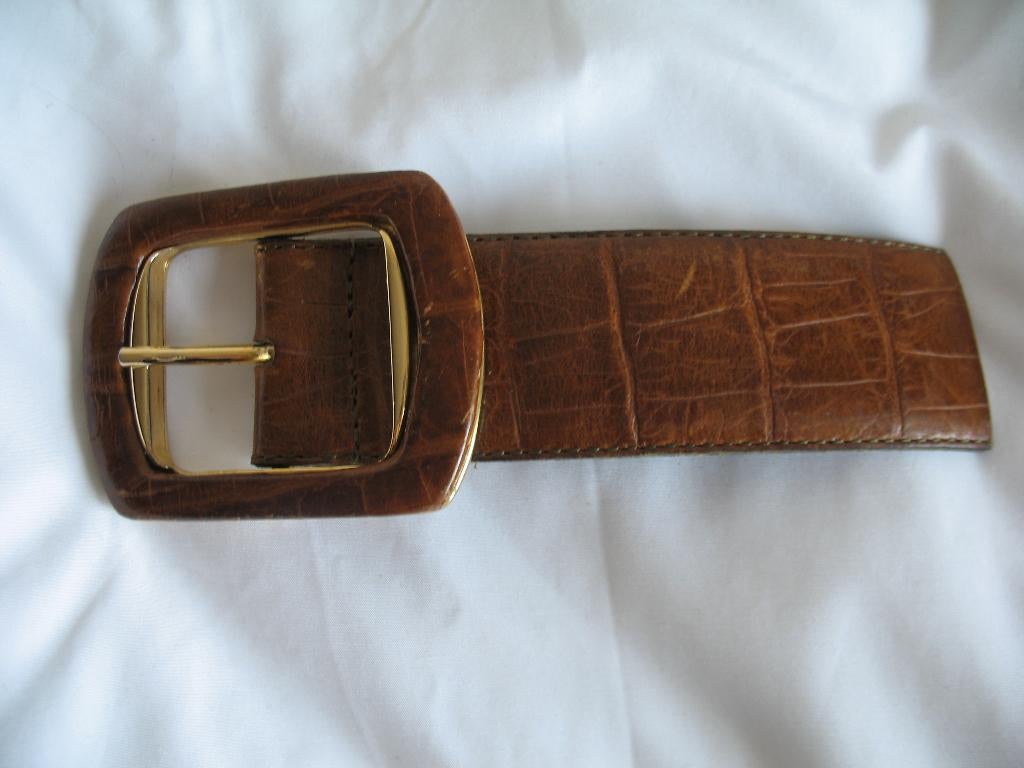 Buckle Gesp Bruin met goudaccent Vintage, Ophalen of Verzenden, Zo goed als nieuw, Bruin