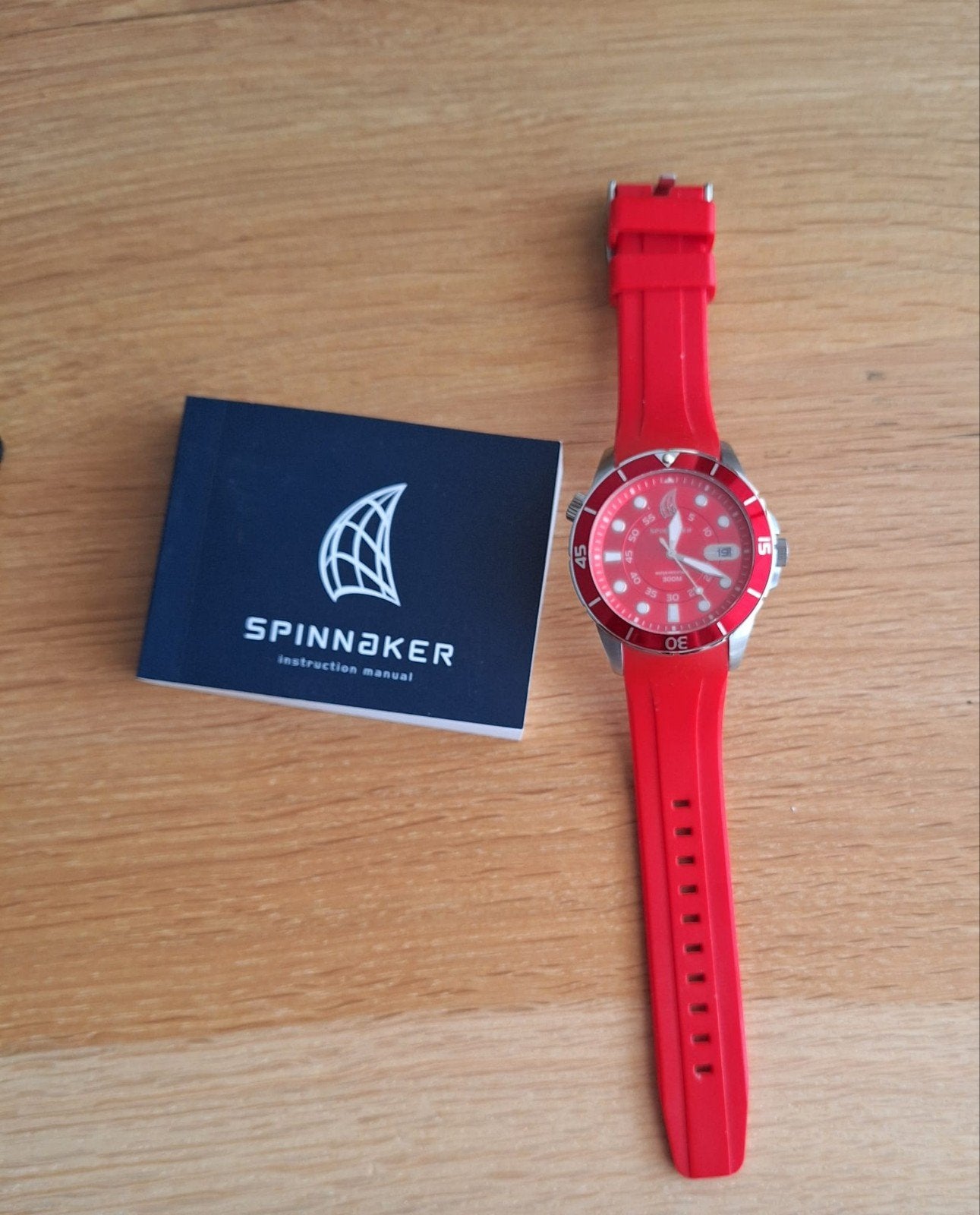 Spinnaker Duikhorloge SP-5005 - Rood, 300m Waterbestendig, Gebruikt, Staal, Polshorloge, Kunststof