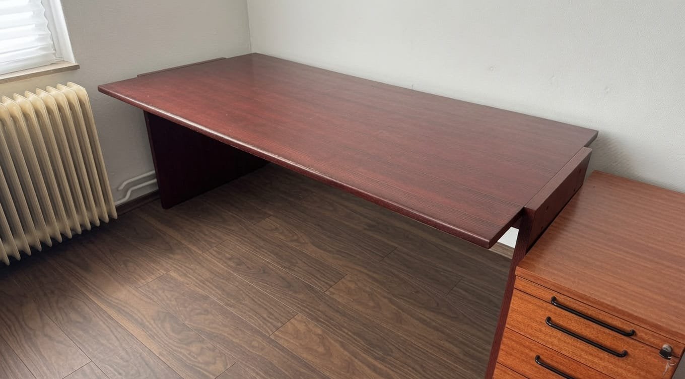 Vintage groot bureau 200 70s massief hout retro kantoor werk, Ophalen, Demontabel, Scandinavisch, Hout