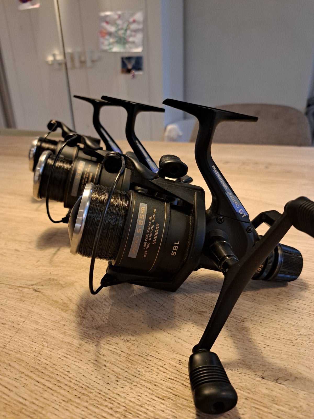 Shimano aero 8010 baitrunner *zgan* 3 stuks, Watersport en Boten, Ophalen of Verzenden, Zo goed als nieuw, Molen