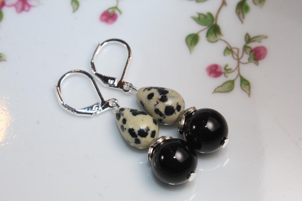 Onyx en jasper - Steen oorbellen, Hangers, Zwart, Nieuw, Ophalen of Verzenden
