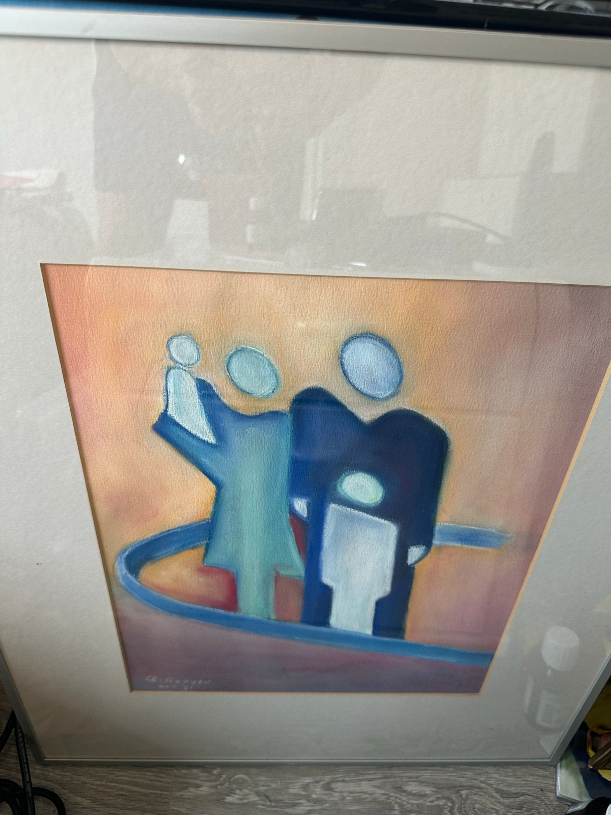 Modern familieportret - Gesigneerd en gedateerd, Gedateerd, Abstract, Portret of Personen, Overige technieken