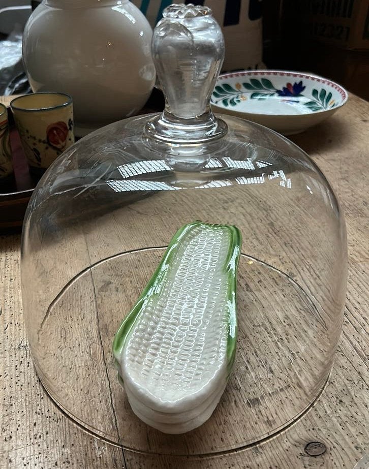 Glazen brocante stolp 25 cm diameter en 26 hg totaal, Ophalen