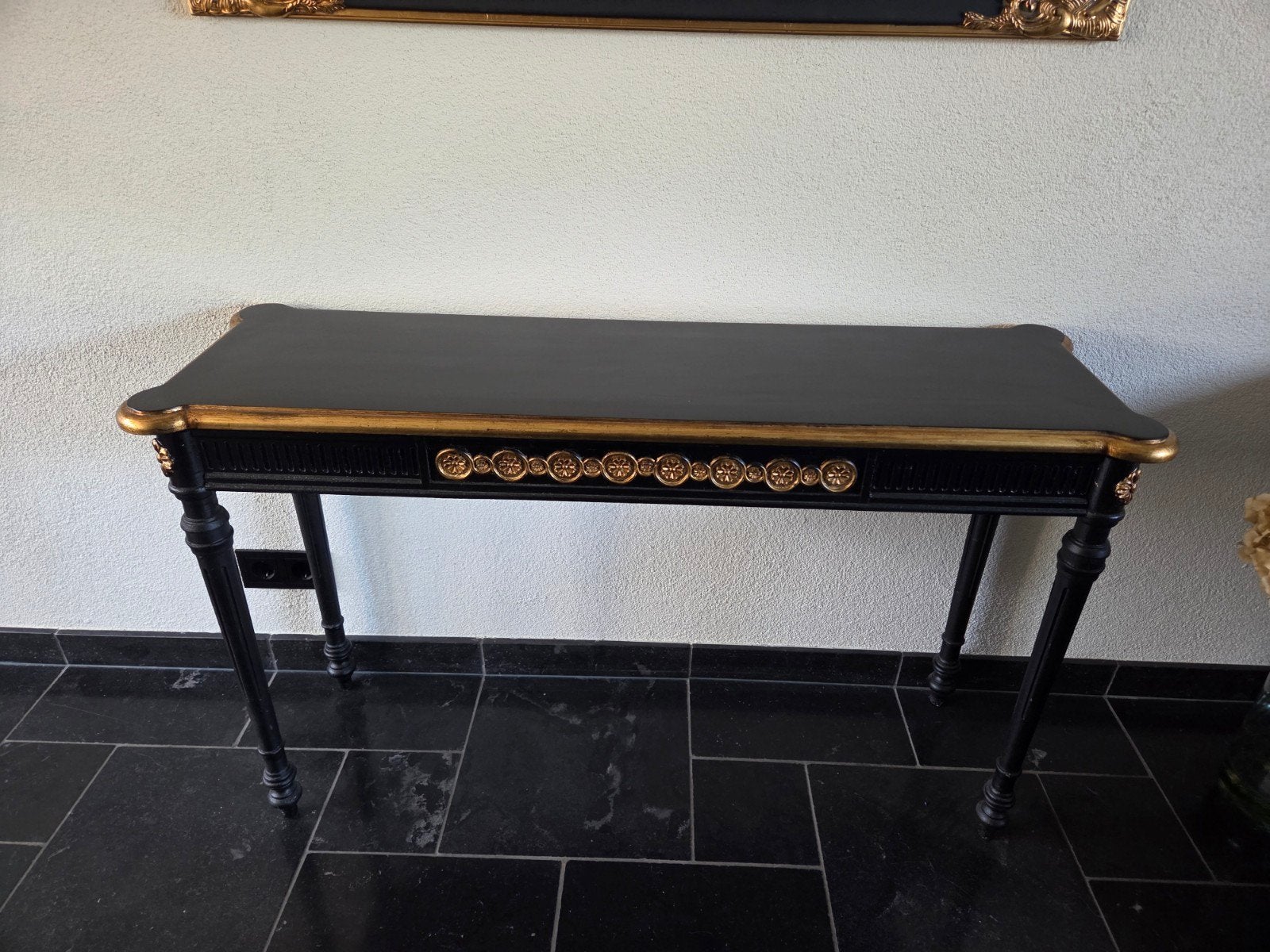 Zwarte console tafel met gouden accenten, Antiek en Kunst, Ophalen