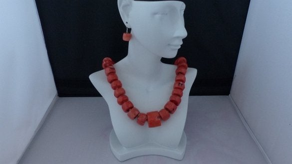 KORAAL (17-26 mm) ketting/oorhanger-set, Sieraden, Tassen en Uiterlijk, Kettingen, Verzenden, Nieuw, Verstelbaar, Steen of Mineraal