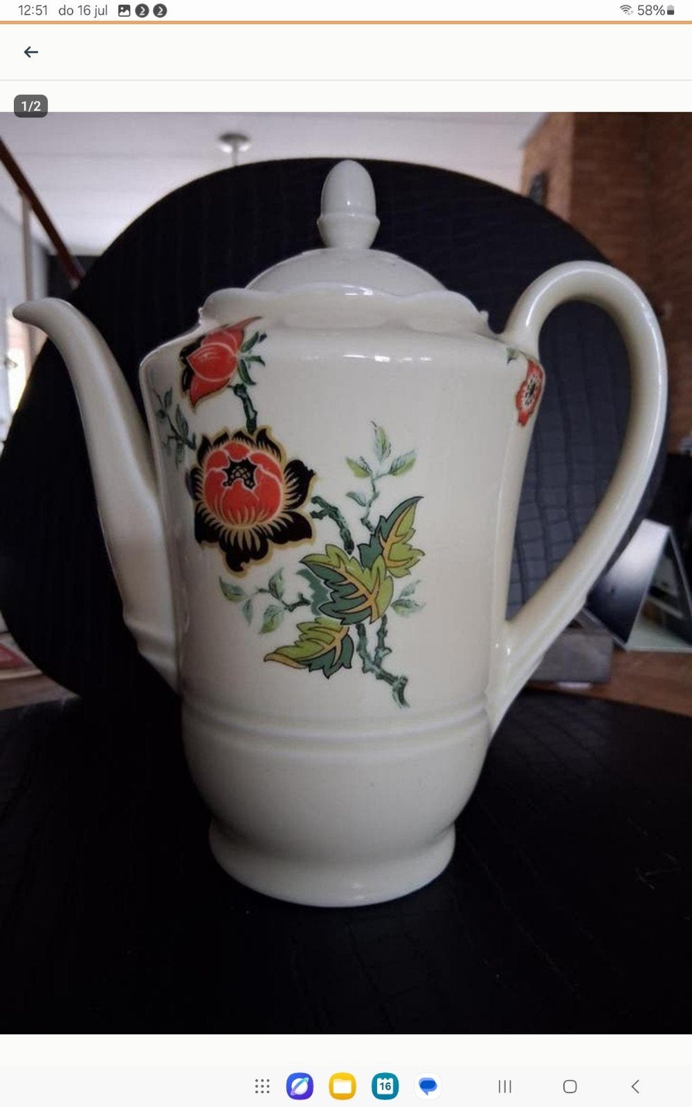 Vintage Mosa Maastricht theepot met bloemmotief, Antiek en Kunst, Antiek | Porselein, Ophalen of Verzenden