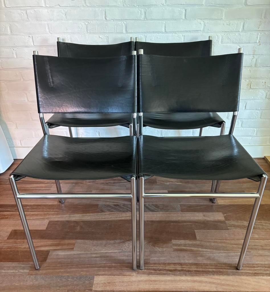 4 Keurige Spectrum Martin Visser SE06 eetkamerstoelen, Huis en Inrichting, Stoelen, Ophalen, Zo goed als nieuw, Zwart, Vier