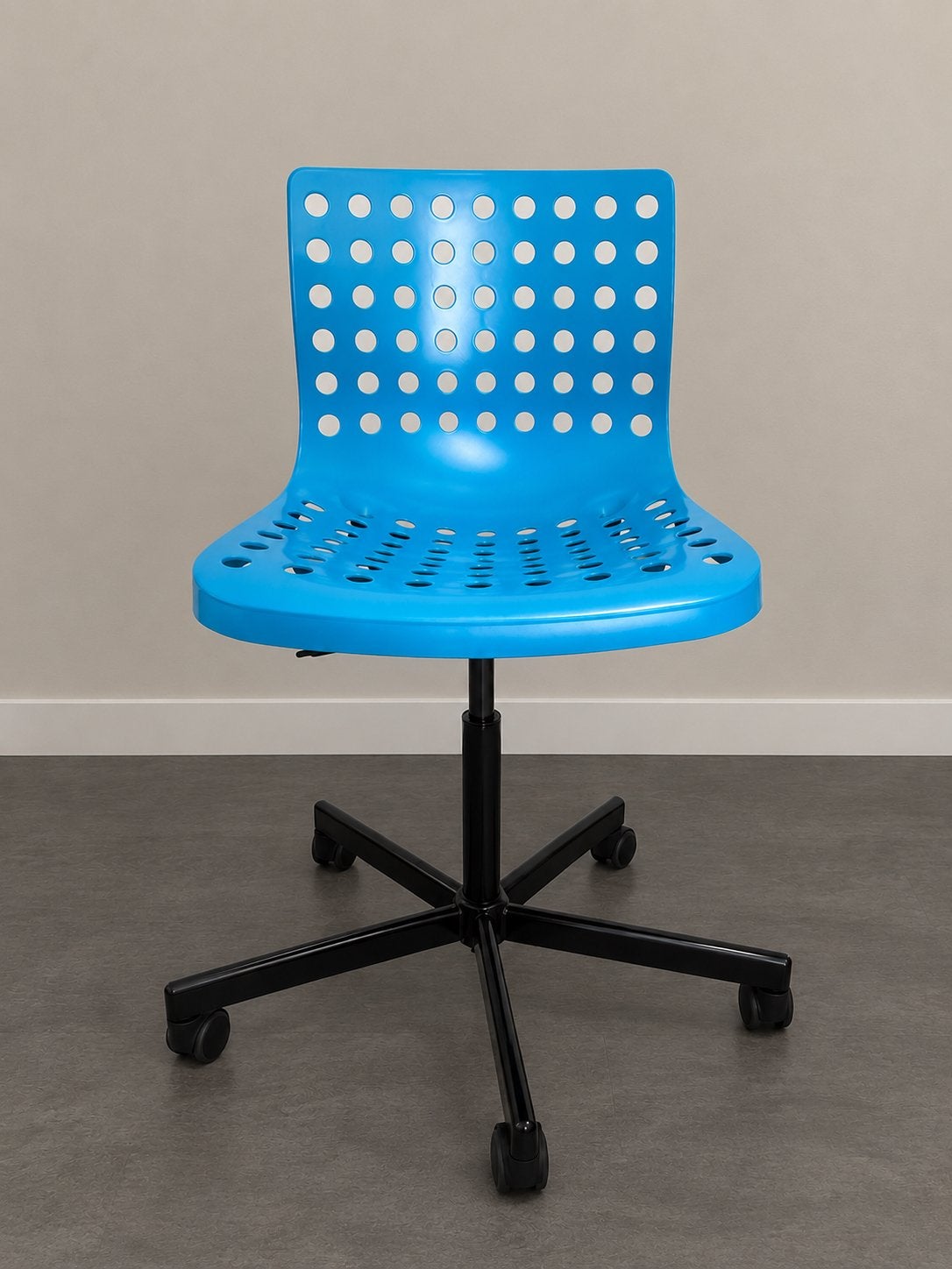 Blauwe bureaustoel met wielen, Ophalen, Zo goed als nieuw, Blauw, Bureaustoel
