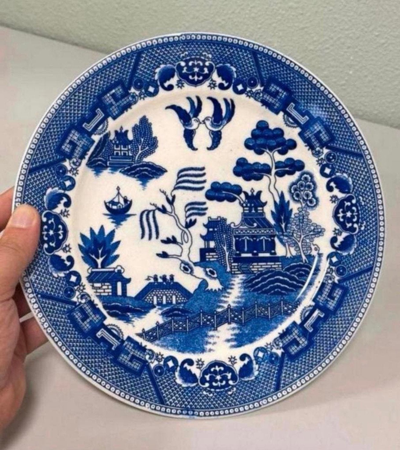2X antiek Bord 1940 Blue Willow Japan Japans japanese borden, Ophalen of Verzenden