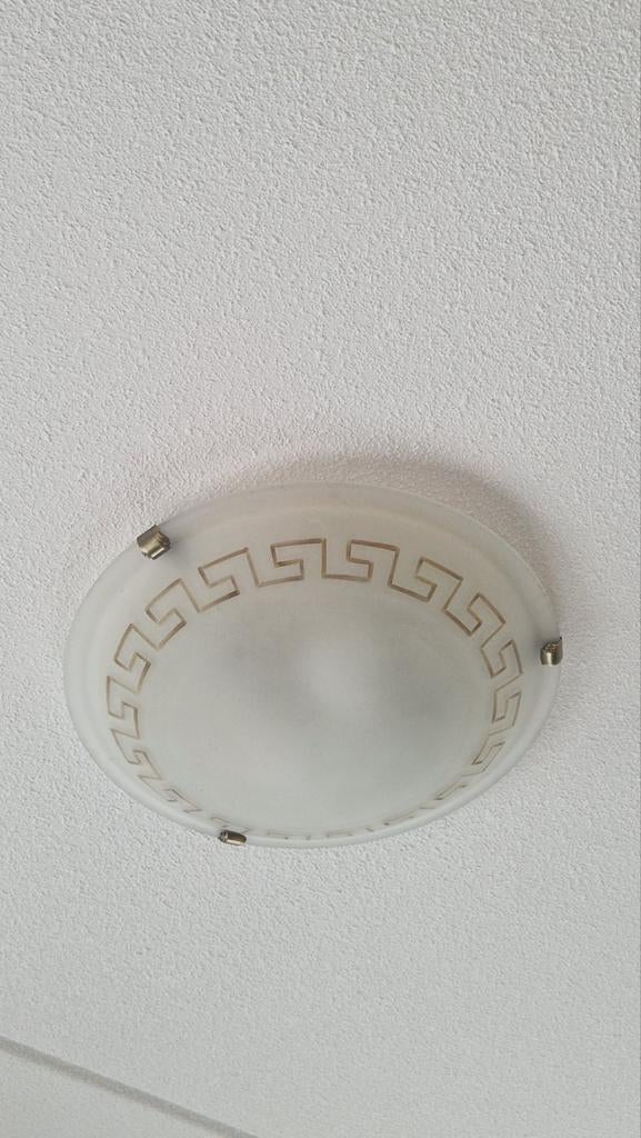 Plafondlamp met "Grieks" patroon, Huis en Inrichting, Ophalen of Verzenden, Zo goed als nieuw, Glas