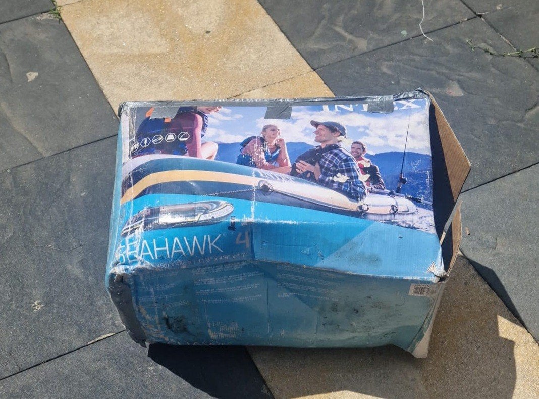 Intex Seahawk 4 Opblaasboot met Peddels (Motor defect), Ophalen of Verzenden