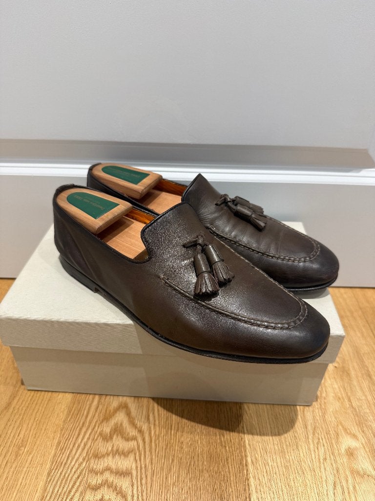 Santoni Tassel Loafer | UK 8.5 | (314), Loafers, Bruin, Ophalen of Verzenden, Zo goed als nieuw