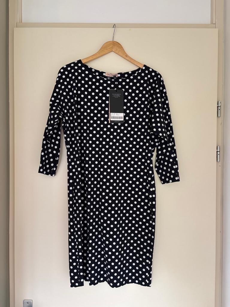 La Dress jurk Carla Polkadot, Ophalen of Verzenden, Nieuw, Zwart, Boven de knie