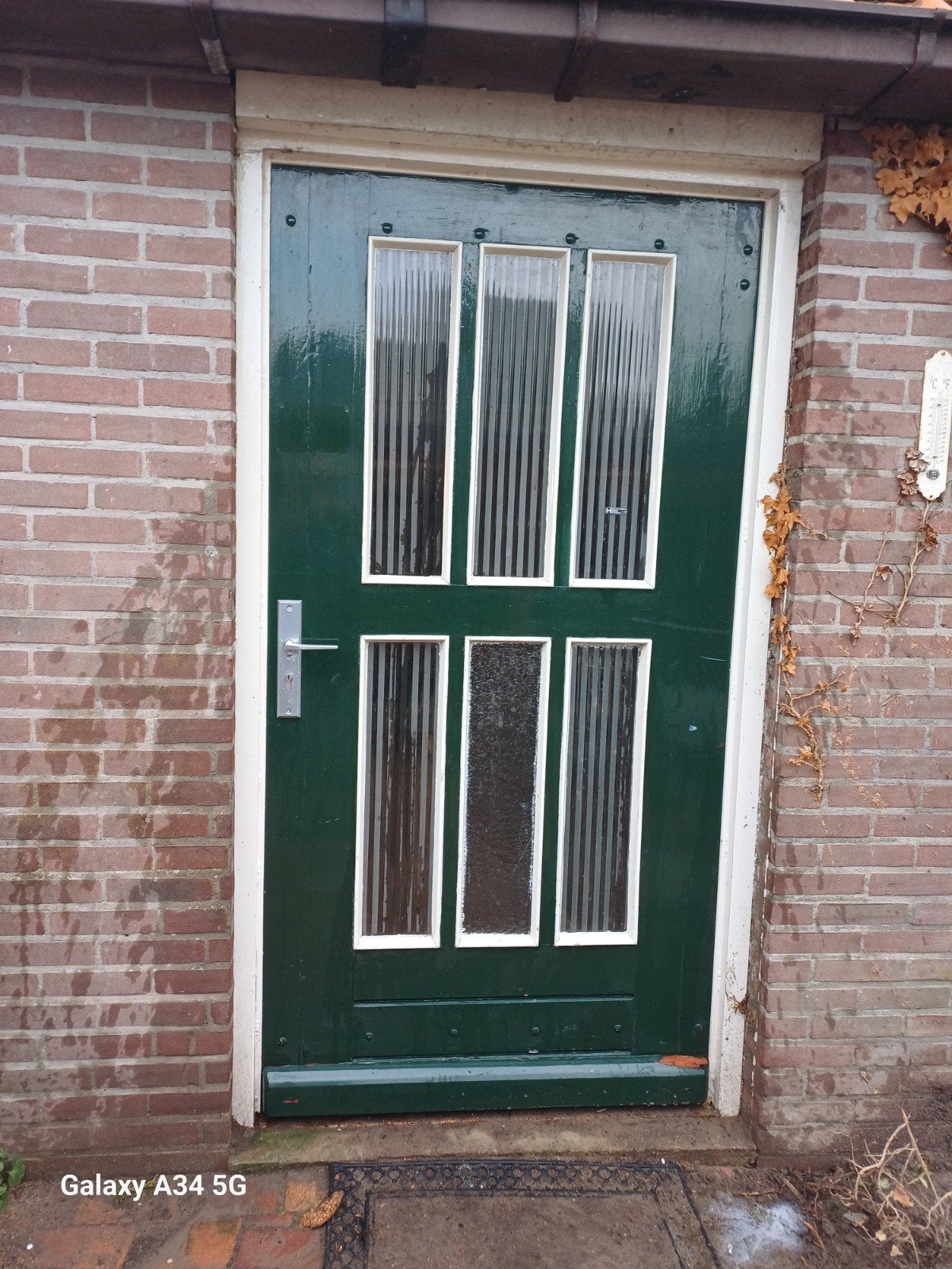 Oude groene schuurdeur met zware scharnieren, 100 tot 120 cm, Gebruikt, Ophalen of Verzenden, Buitendeur