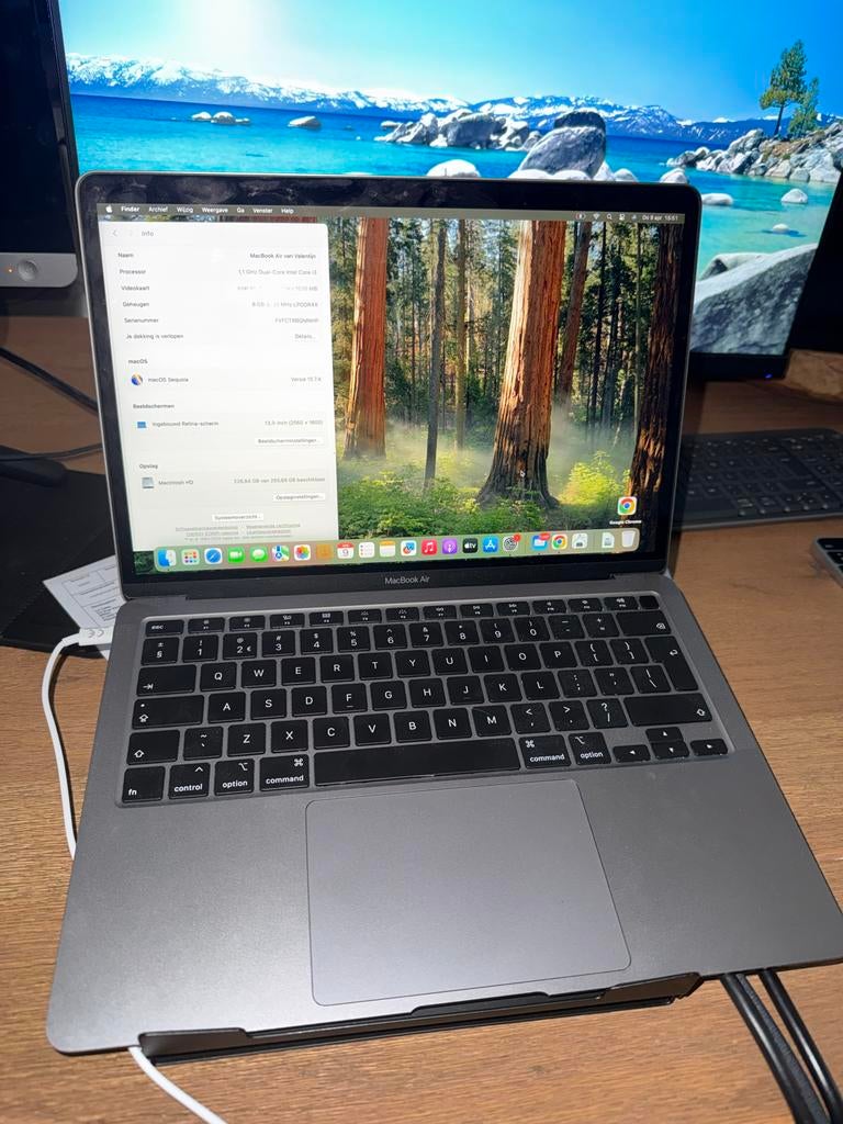 MacBook Air 13.3 inch, 8GB RAM, 256GB opslag, Computers en Software, Apple Macbooks, Ophalen, Gebruikt, 256 GB, 8 GB
