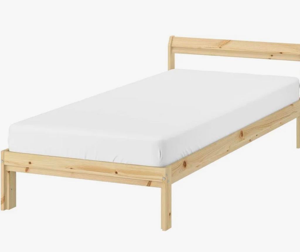 NEIDEN Bedframe, grenen, 90x200 cm, Huis en Inrichting, Slaapkamer | Bedden, Ophalen, 90 cm, Eenpersoons, Zo goed als nieuw