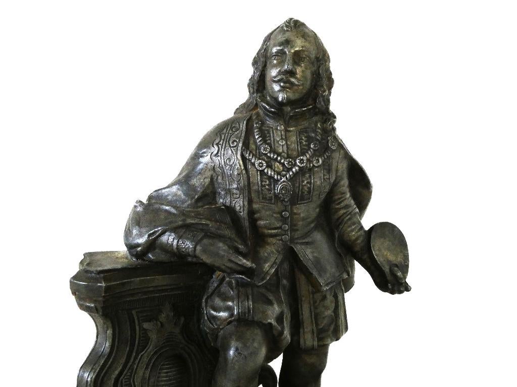 Spelter beeld van een schilder uit de 17e eeuw, Ophalen of Verzenden