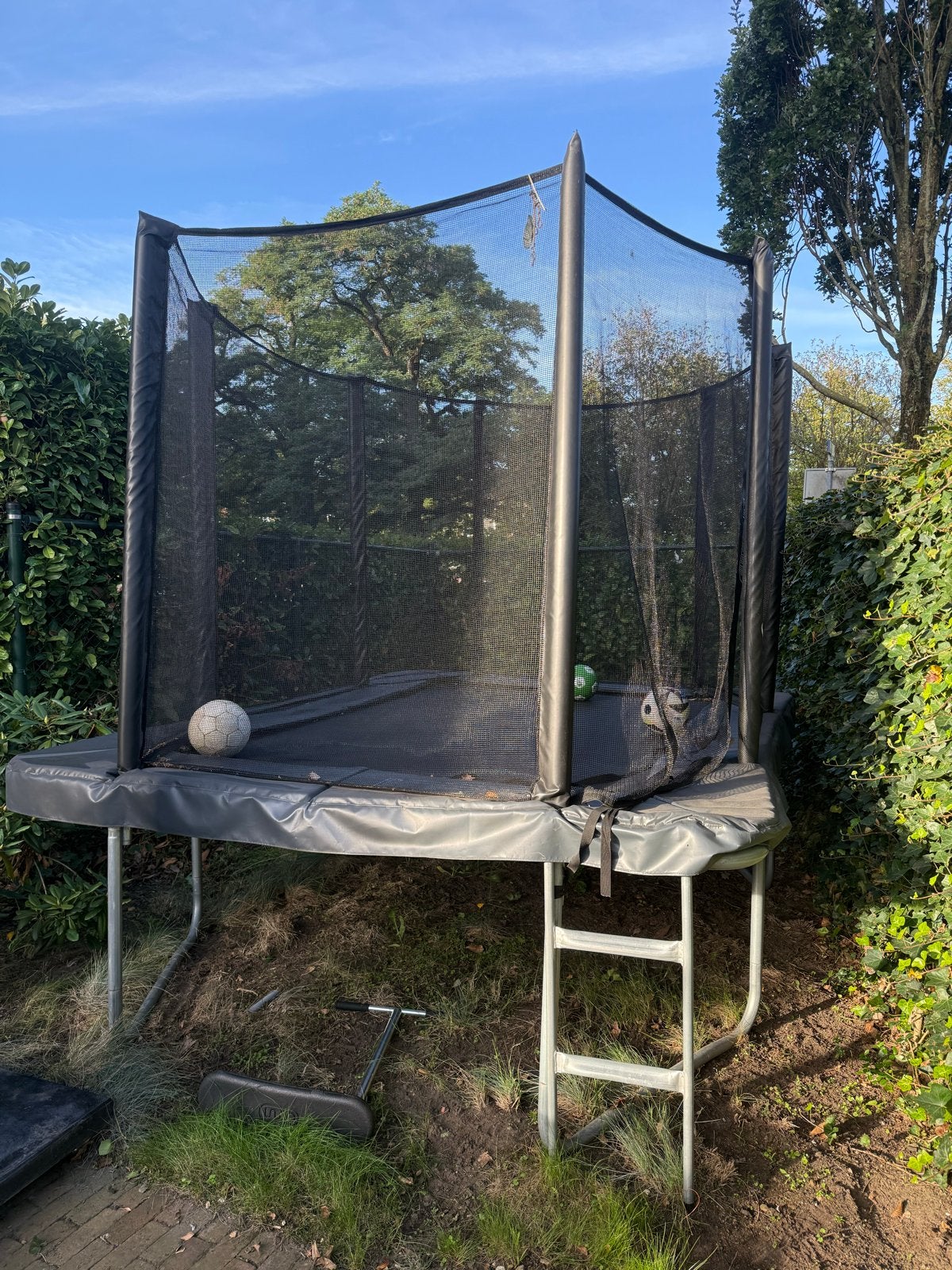Trampoline Akrobat Orbit 335x244 veiligheidsnet en ladder, Ophalen, Gebruikt