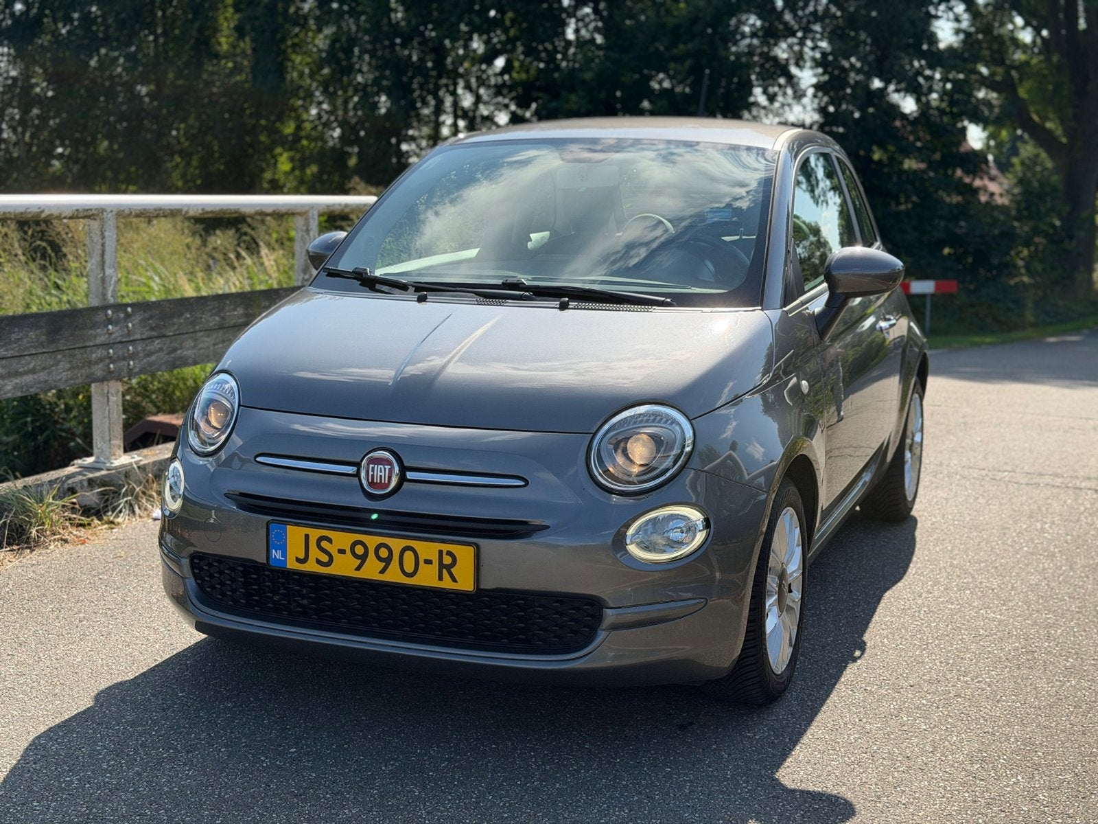 Vlotte grijze Fiat 500 0.9 TwinAir 80pk uit 2016, Voorwielaandrijving, Stof, 905 kg, Origineel Nederlands
