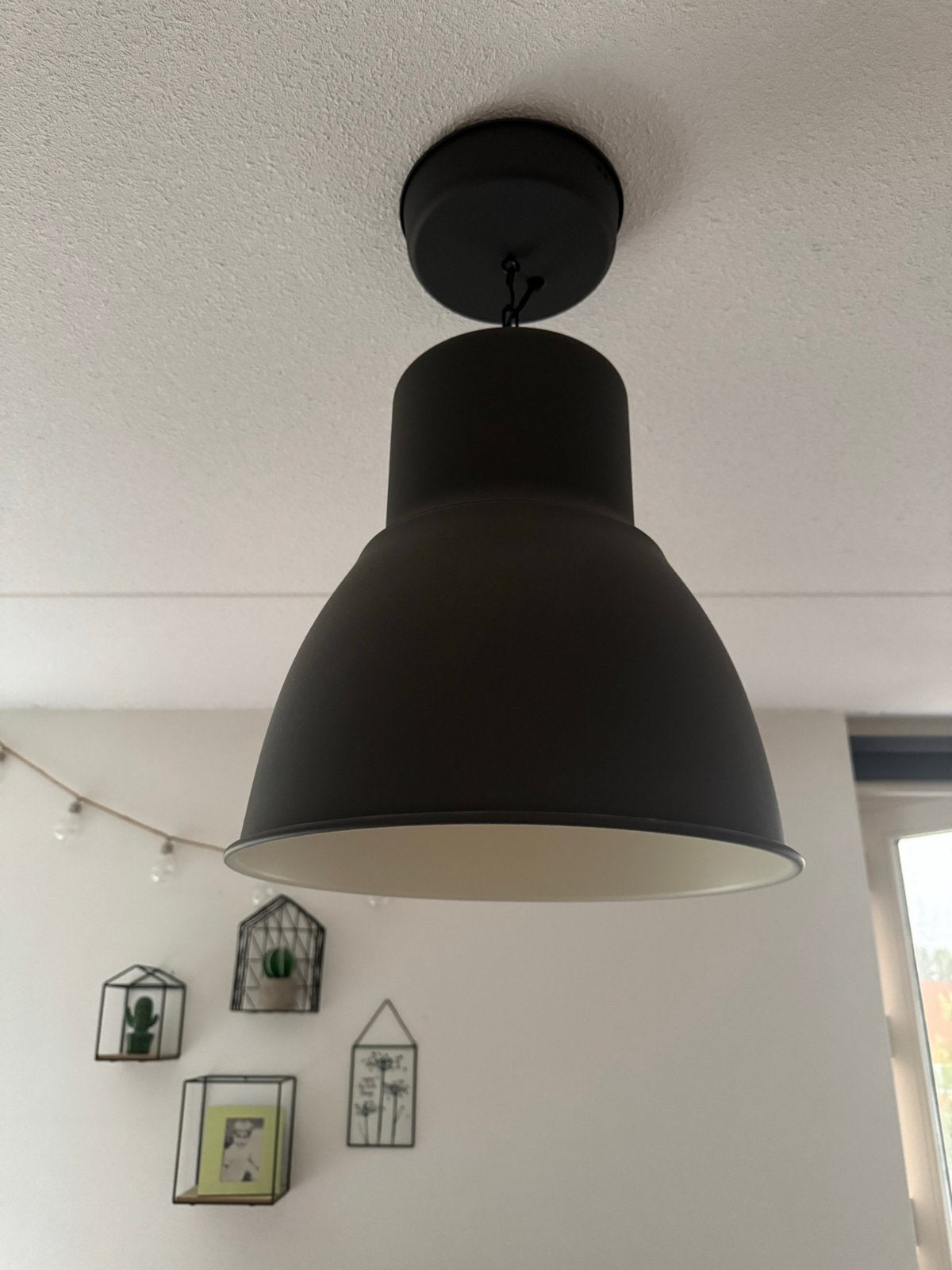 IKEA HEKTAR Plafondlamp - donkergrijs, Ophalen, Zo goed als nieuw, Metaal, E27 (groot)