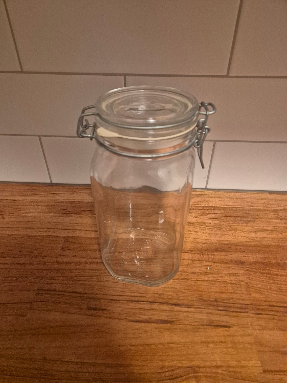 Weckpot van glas met beugelsluiting - 25 x 10 cm, Voorraadpot, Ophalen, Zo goed als nieuw, Glas