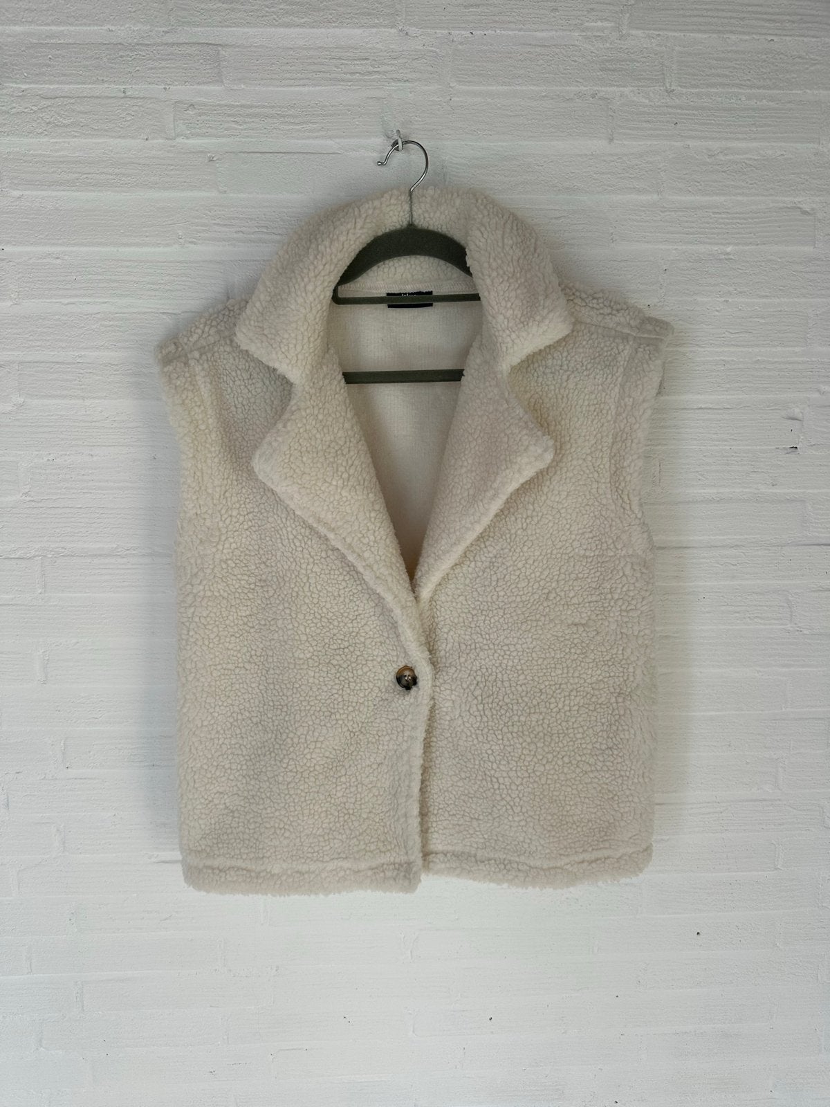 Teddy Gilet Crème Maat S/M, Ophalen of Verzenden, Zo goed als nieuw, Maat 36 (S), Beige