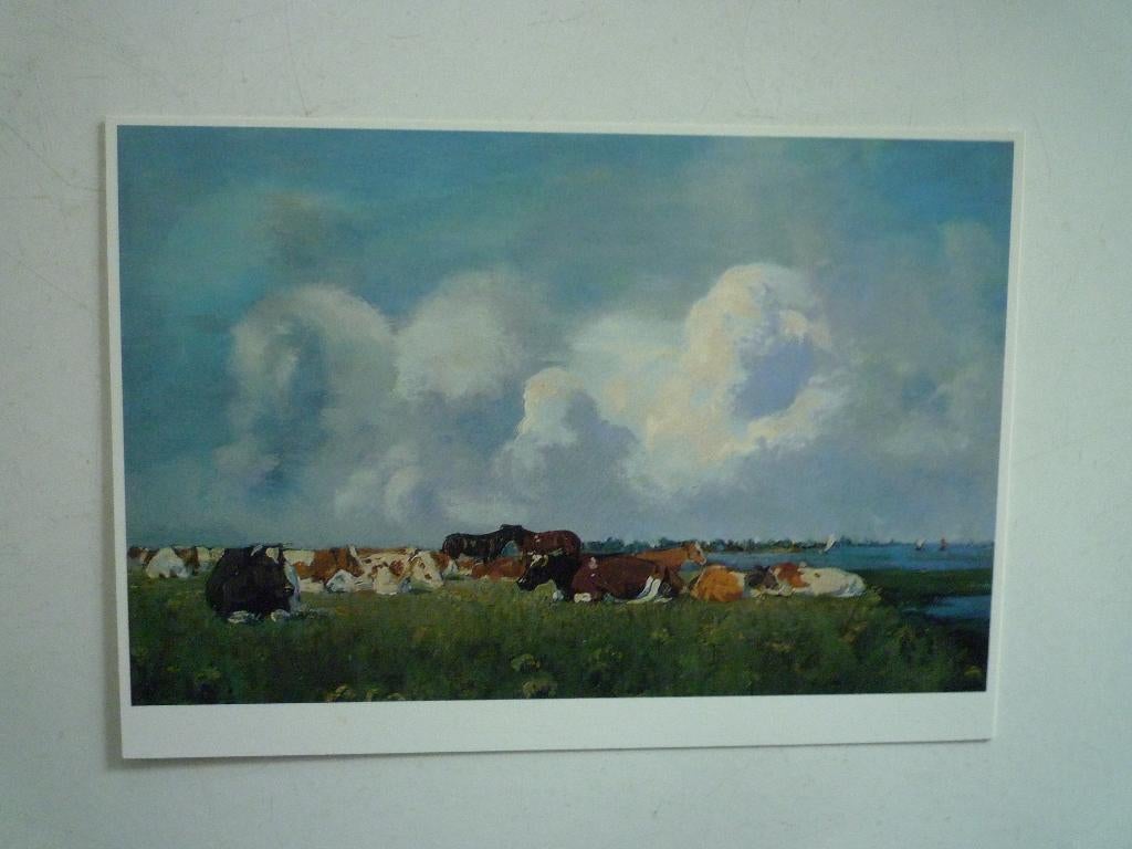 Kunstkaart koeien aan de IJssel Kampen Hattum Jan Voerman, Ophalen of Verzenden, Voor 1920, Overijssel