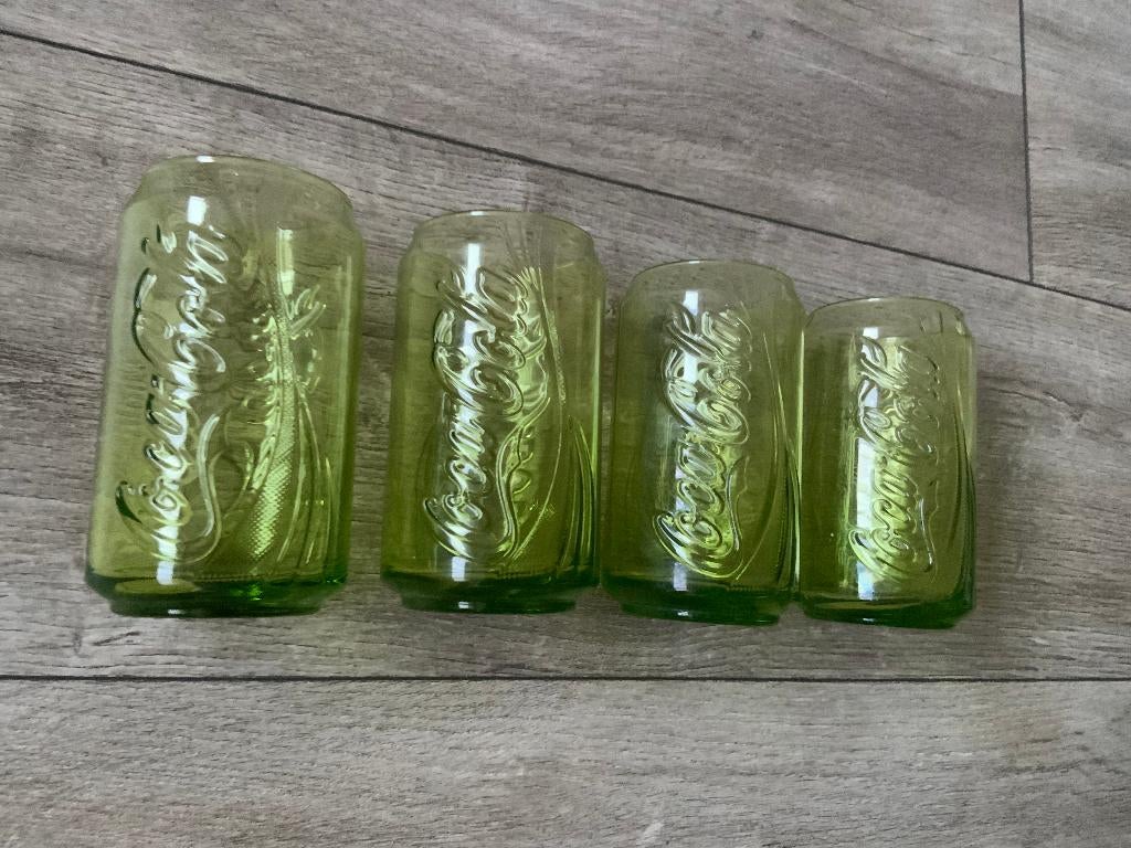 McDonalds Groen Coca Cola Blikje Glas Glazen Limited Edition, Verzamelen, Glas en Borrelglaasjes, Ophalen of Verzenden, Zo goed als nieuw