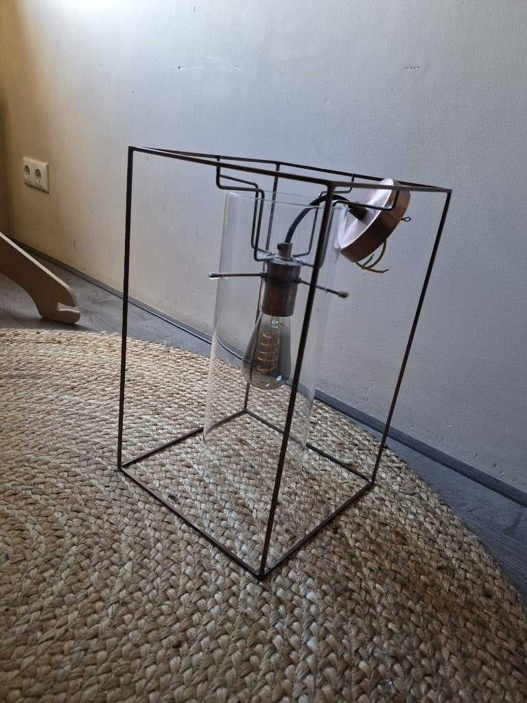Koperen lampen, 2 stuks, Ophalen, E27 (groot), Zo goed als nieuw, Glas