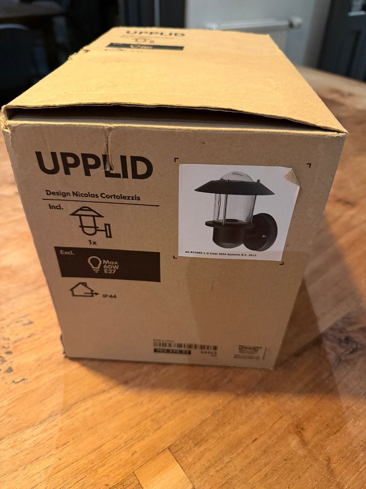 IKEA UPPLID Wandlamp Buitenverlichting Zwart IP44, Tuin en Terras, Overige materialen, Minder dan 50 watt, Wandlamp, Nieuw