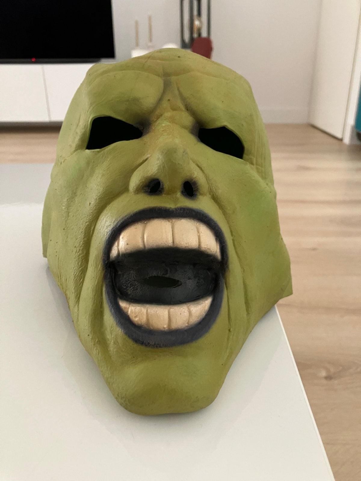 Groen masker - The Mask - Carnaval Halloween Feest, Ophalen of Verzenden, Zo goed als nieuw, Feestartikel, Carnaval