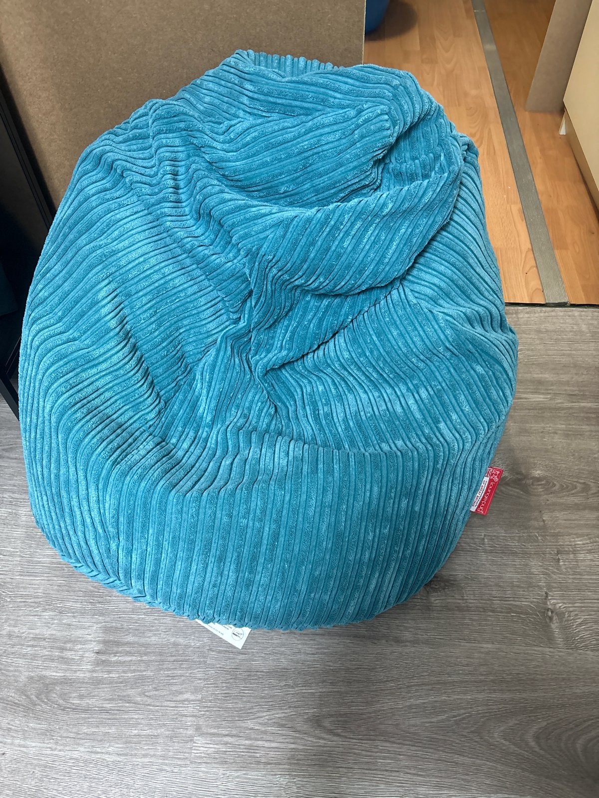 Loungepug Zitzak - Ribfluweel - Turquoise, Ophalen, Zo goed als nieuw, Blauw, Zitzak