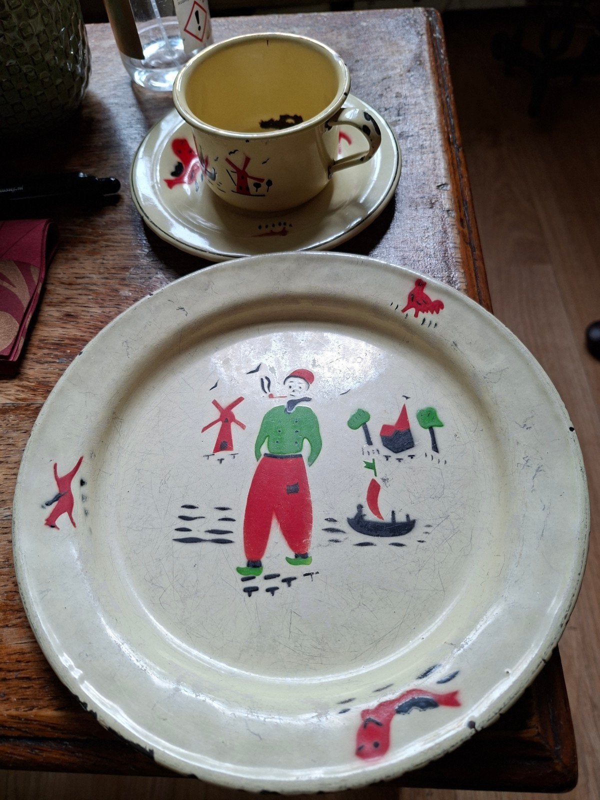 Antiek emaille kinderservies set, Ophalen, Overige materialen, Gebruikt, Overige stijlen
