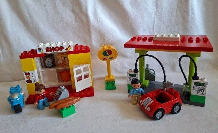 Duplo set 6171 Benzinestation Benzinepomp met winkel, Ophalen of Verzenden, Zo goed als nieuw, Duplo, Complete set