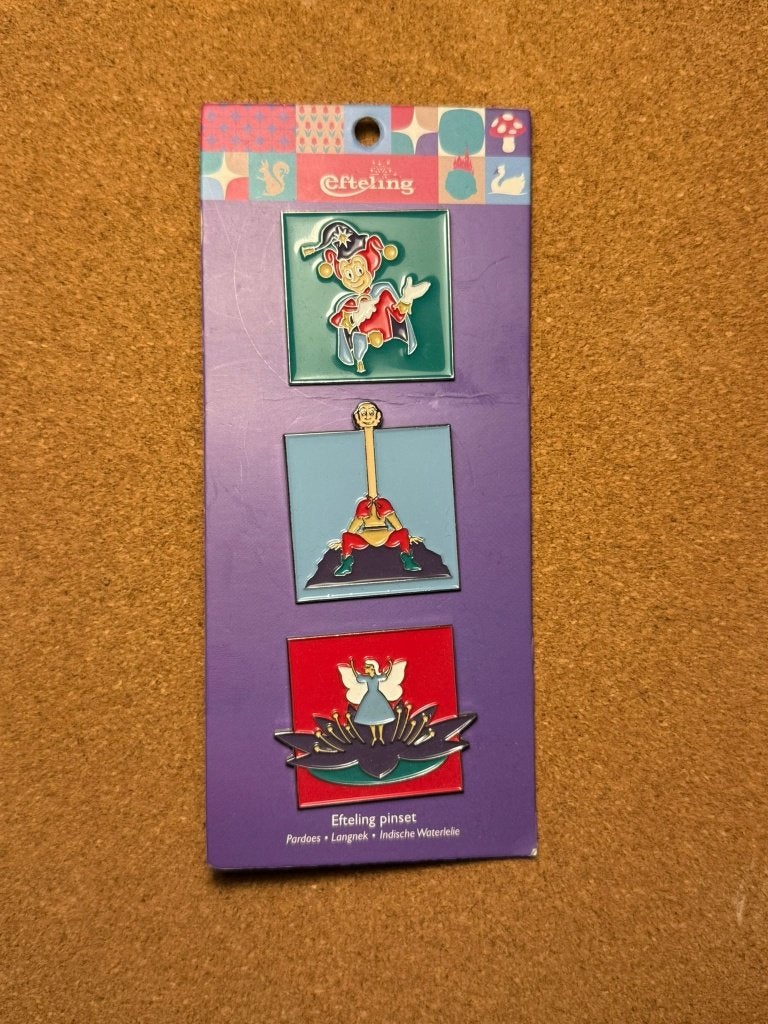 Efteling Pinset | Geometric - Pardoes, Langnek & Waterlelies, Verzamelen, Efteling, Verzenden, Zo goed als nieuw, Beeldje of Poppetje