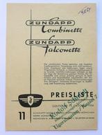 Zündapp Prijslijst Combinette/Falconette (Okt.1956) 2-zijdig, Verzenden, Gebruikt