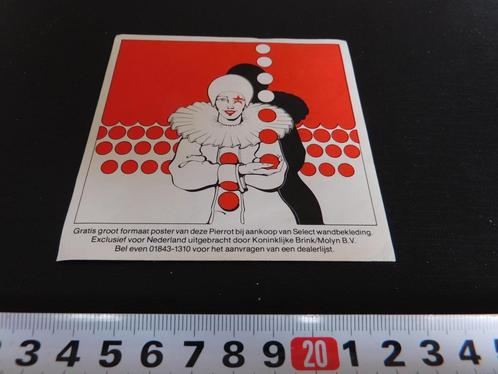 sticker strip pierrot behang koninklijke brink/molyn bv, Verzamelen, Stickers, Zo goed als nieuw, Bedrijf of Vereniging, Ophalen