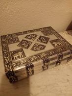 Zilverkleurige opbergbox/juwelenbox/spiegel/metaal, Ophalen of Verzenden
