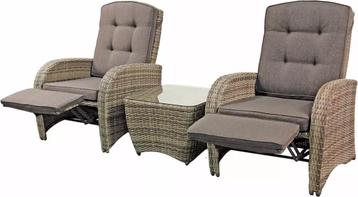 Lounge tuinset verstelbaar incl kussens en tafeltje z.g.a.n beschikbaar voor biedingen