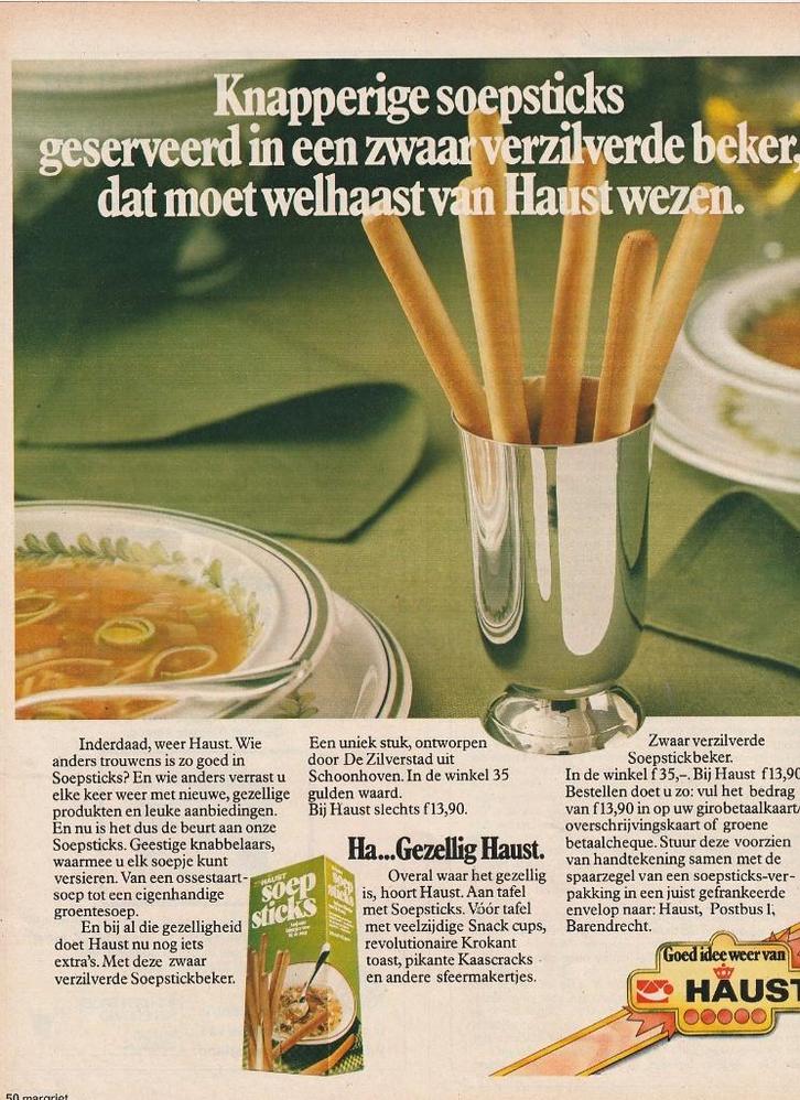 Retro reclame 1978 Haust Barendrecht verzilverde beker, Verzamelen, Retro, Overige typen, Verzenden