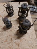 4 Oude Petroleumlampen - Verschillende Maten, Antiek en Kunst, Ophalen of Verzenden