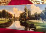 Oud schilderij klassiek landschap het park van J. Hils, Ophalen of Verzenden
