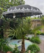 Balinese Bali Ibiza parasol met houtsnijwerk Zonder voet, Tuin en Terras, Parasols, Verburgt Vintage, Nieuw, Ophalen of Verzenden