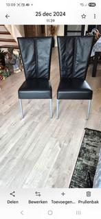 Zwarte leren stoelen, Huis en Inrichting, Stoelen, Ophalen, Zo goed als nieuw, Zwart