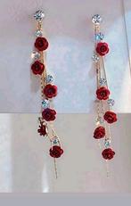 Oorbellen lang rozen, Verzenden, Nieuw, Goud, Knopjes of Stekers